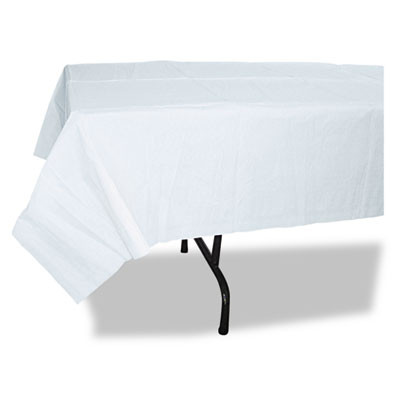 Paper Table Cover, Embossed Paper With Plastic Liner, 54" X 108", White, 20/Carton