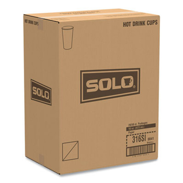 Paper Hot Drink Cups In Bistro Design, 16 Oz, Maroon, 50/Pack