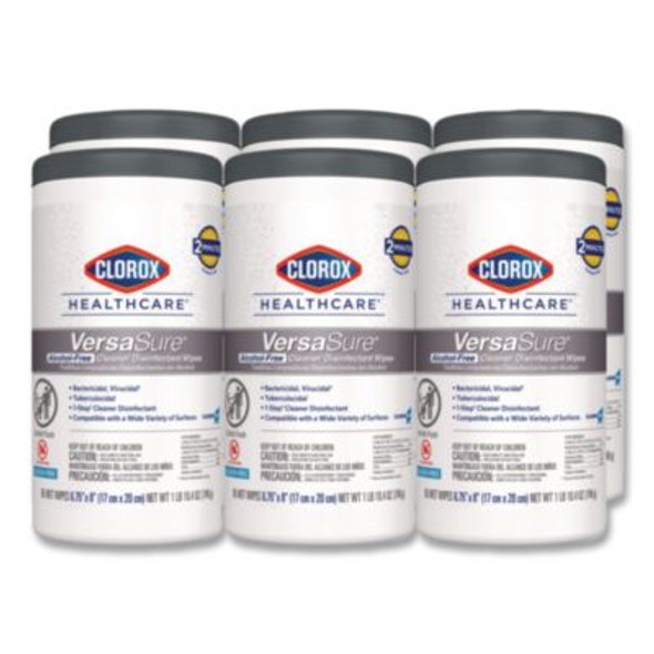 Versasure Cleaner Disinfectant Wipes, 1-Ply, 6.75 x 8, Fragranced, White, 85/Canister, 6 Canisters/Carton