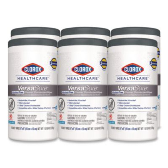 Versasure Cleaner Disinfectant Wipes, 1-Ply, 6 x 5, Fragranced, White, 150/Canister, 6 Canisters/Carton