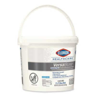 Versasure Cleaner Disinfectant Wipes, 1-Ply, 12 x 12, Fragranced, White, 110/Bucket, 2 Buckets/Carton