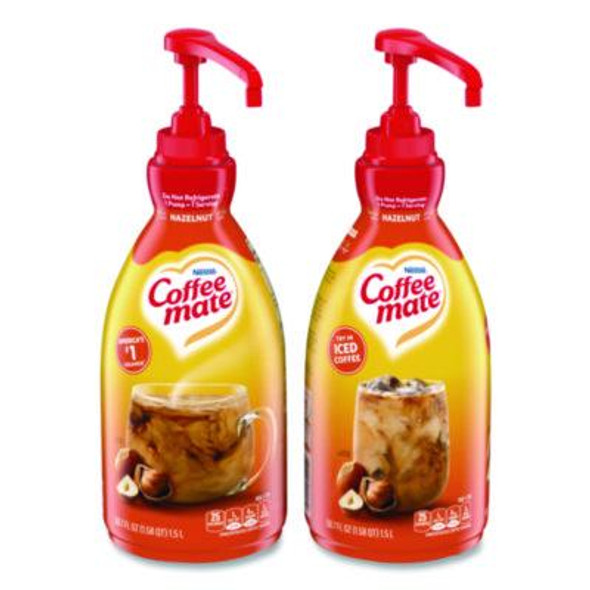 Liquid Coffee Creamer, Hazelnut, 1.5 L Pump Bottle, 2/Carton