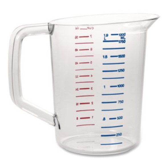Bouncer Measuring Cup, 2 Qt, Plastic, Clear