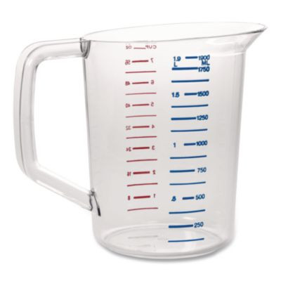 Bouncer Measuring Cup, 2 Qt, Plastic, Clear