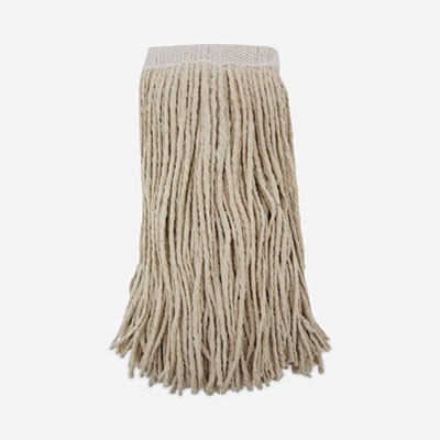Mop Head, Premium Saddleback Head, Cotton Fiber, 24 Oz, White, 12/Carton