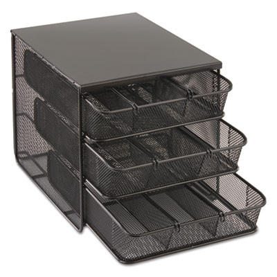 Onyx Three Drawer Hospitality Organizer, 7 Compartments, 11.5 x 8.25 x 8.25, Black