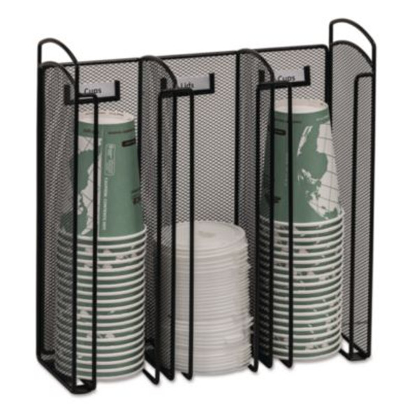 Onyx Breakroom Organizers, 3 Compartments, 12.75 x 4.5 x 13.25, Steel Mesh, Black