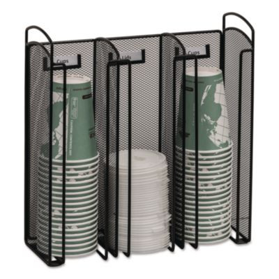 Onyx Breakroom Organizers, 3 Compartments, 12.75 x 4.5 x 13.25, Steel Mesh, Black