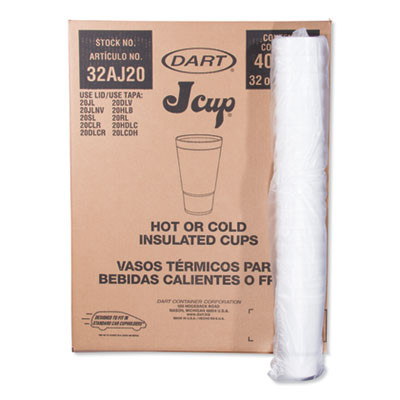 Foam Drink Cups, 32 Oz, White, 16/Bag, 25 Bags/Carton