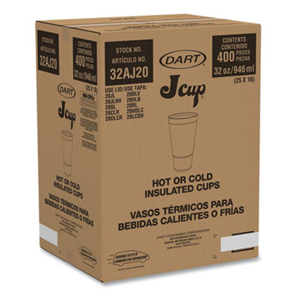 Horizon Hot/Cold Foam Drinking Cups, 32 Oz, White/Teal, 16/Bag, 25 Bags/Carton