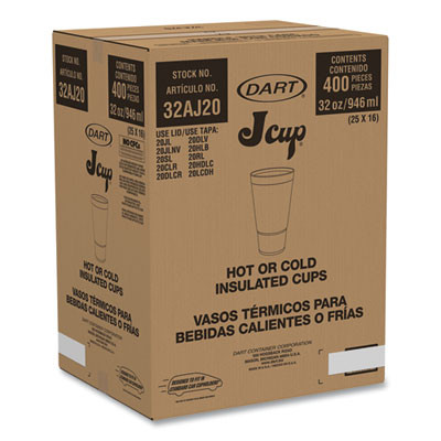 Horizon Hot/Cold Foam Drinking Cups, 32 Oz, White/Teal, 16/Bag, 25 Bags/Carton