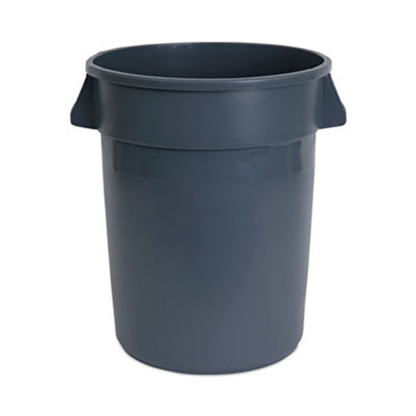 Round Waste Receptacle, 32 Gal, Linear-Low-Density Polyethylene, Gray