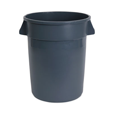 Round Waste Receptacle, 32 Gal, Linear-Low-Density Polyethylene, Gray