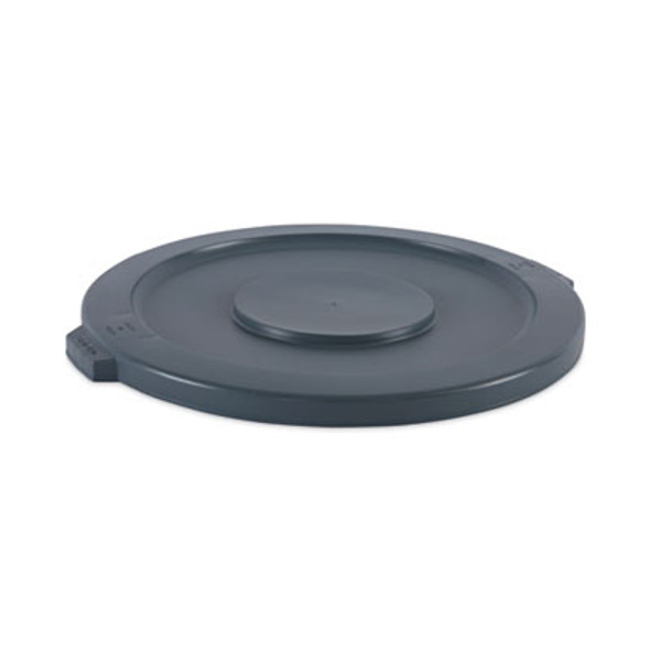 Lids For 32 Gal Waste Receptacle, Flat-Top, Round, Plastic, Gray