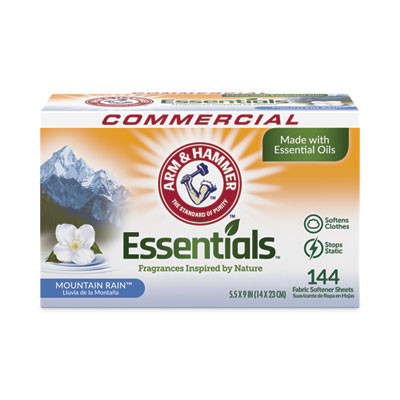 Essentials Dryer Sheets, Mountain Rain Scent, 144 Sheets/Box, 6 Boxes/Carton
