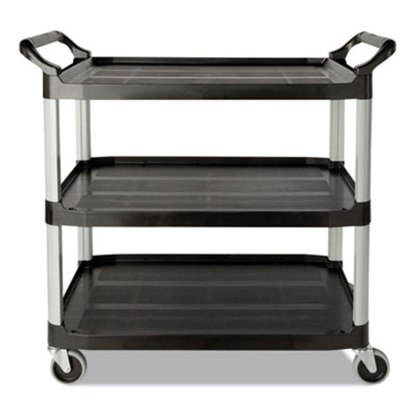 Three-Shelf Service Cart, Plastic, 3 Shelves, 200 Lb Capacity, 18.63" x 33.63" x 37.75", Black