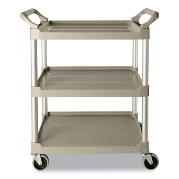 Three-Shelf Service Cart, Plastic, 3 Shelves, 200 Lb Capacity, 18.63" x 33.63" x 37.75", Off-White