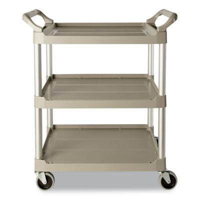 Three-Shelf Service Cart, Plastic, 3 Shelves, 200 Lb Capacity, 18.63" x 33.63" x 37.75", Off-White