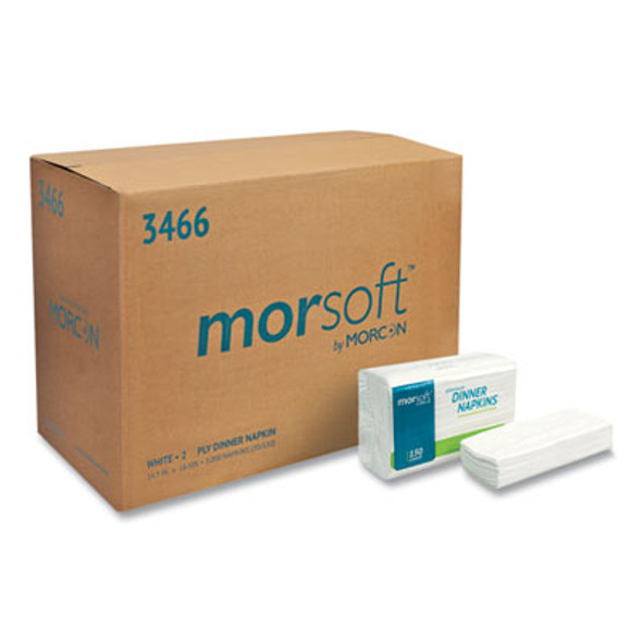 Morsoft Dinner Napkins, 2-Ply, 14.5 X 16.5, White, 3,000/Carton