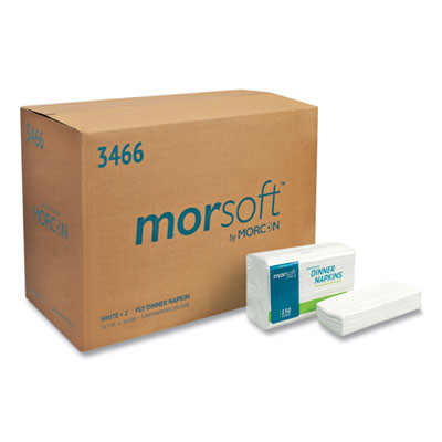 Morsoft Dinner Napkins, 2-Ply, 14.5 X 16.5, White, 3,000/Carton