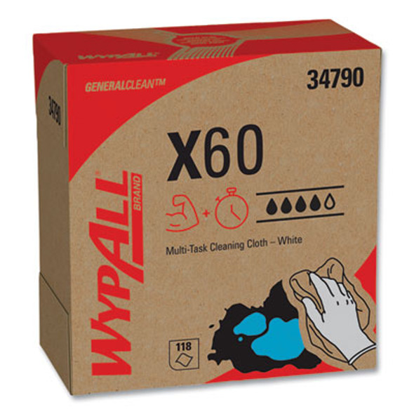 General Clean X60 Cloths, Pop-Up Box, 8.34 x 16.8, White, 118/Box