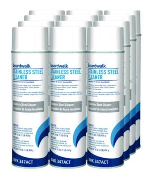 Stainless Steel Cleaner And Polish, Water-In-Oil Based, Lemon Scent, 18 Oz Aerosol Spray, 12/Carton