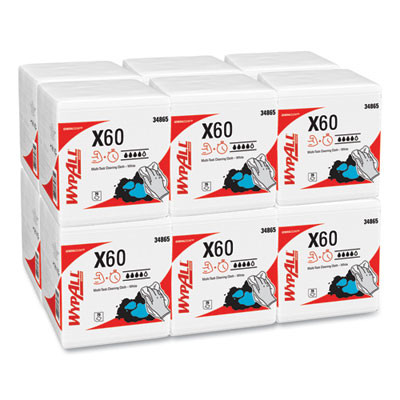 General Clean X60 Cloths, 1/4 Fold, 12.5 x 13, White, 76/Box, 12 Boxes/Carton