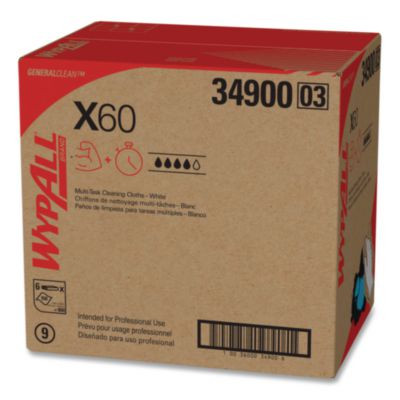 General Clean X60 Cloths, Flat Sheet, 12.5 x 16.8, White, 150/Box, 6 Boxes/Carton