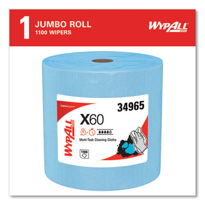 General Clean X60 Cloths, Jumbo Roll, 12.5 x 13.4, Blue, 1,100/Roll