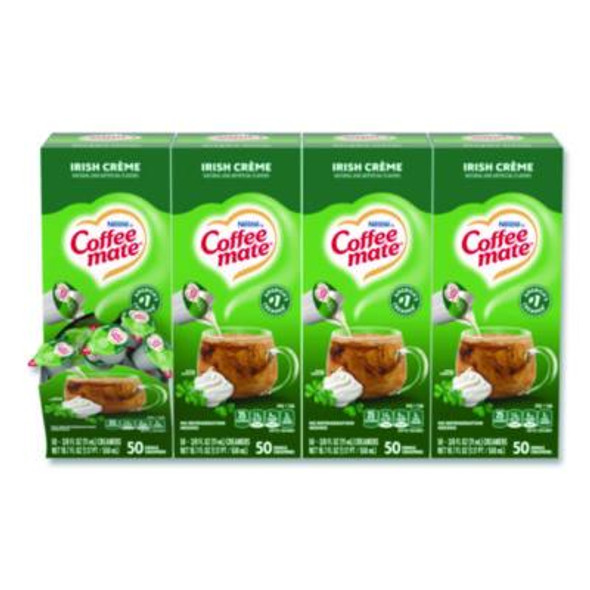 Liquid Coffee Creamer, Irish Cream, 0.38 Oz Mini Cups, 50/Box, 4 Boxes/Carton