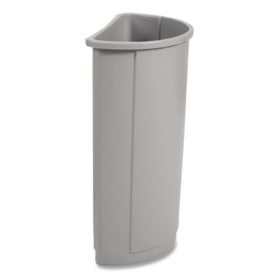 Untouchable Half-Round Plastic Receptacle, 21 Gal, Plastic, Gray