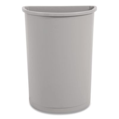Untouchable Half-Round Plastic Receptacle, 21 Gal, Plastic, Gray