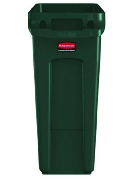 Slim Jim Plastic Recycling Container With Venting Channels, 23 Gal, Plastic, Green