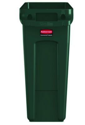 Slim Jim Plastic Recycling Container With Venting Channels, 23 Gal, Plastic,  Green