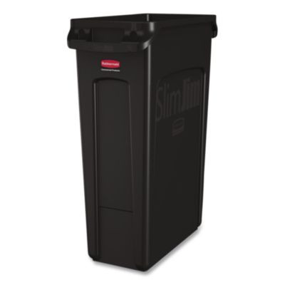 Slim Jim With Venting Channels, 23 Gal, Plastic, Black