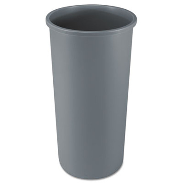 Untouchable Large Plastic Round Waste Receptacle, 22 Gal, Plastic, Gray