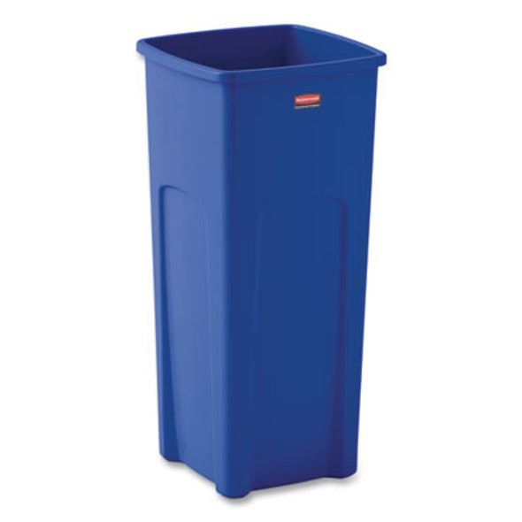 Untouchable Square Waste Receptacle, 23 Gal, Plastic, Blue