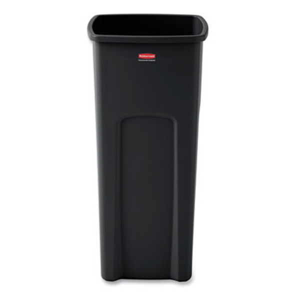 Untouchable Square Waste Receptacle, 23 Gal, Plastic, Black
