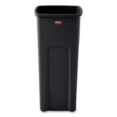 Untouchable Square Waste Receptacle, 23 Gal, Plastic, Black
