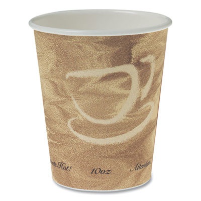 Single Sided Poly Paper Hot Cups, 10 Oz, Mistique Design, 50/Bag, 20 Bags/Carton