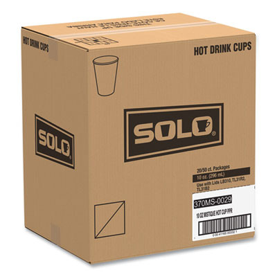 Single Sided Poly Paper Hot Cups, 10 Oz, Mistique Design, 50/Bag, 20 Bags/Carton