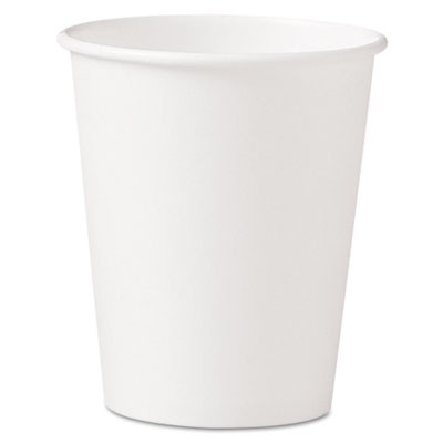 Single-Sided Poly Paper Hot Cups, 10 Oz, White, 50/Sleeve, 20 Sleeves/Carton