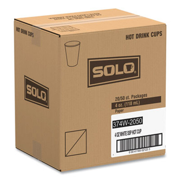Single-Sided Poly Paper Hot Cups, 4 Oz, White, 50 Bag, 20 Bags/Carton