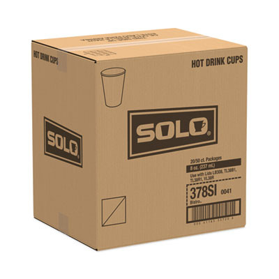 Paper Hot Drink Cups In Bistro Design, 8 Oz, Maroon, 50/Bag, 20 Bags/Carton