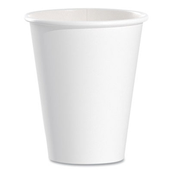 Single-Sided Poly Paper Hot Cups, 8 Oz, White, 50/Bag, 20 Bags/Carton