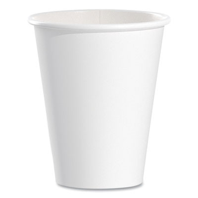 Single-Sided Poly Paper Hot Cups, 8 Oz, White, 50/Bag, 20 Bags/Carton
