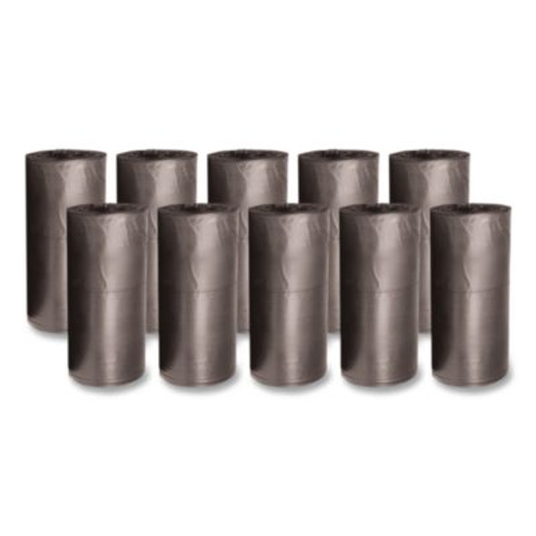 Waste Can Liners, 60 Gal, 40.64 Mic, 38" x 58", Black, 10 Bags/Roll, 10 Rolls/Carton
