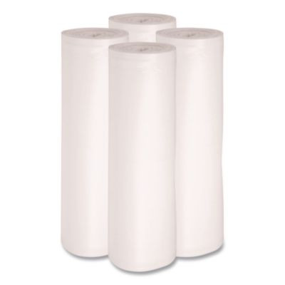 Low-Density Waste Can Liners, 60 Gal, 0.6 Mil, 38" x 58", White, Perforated Roll, 25 Bags/Roll, 4 Rolls/Carton