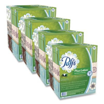 Plus Lotion Facial Tissue, 2-Ply, White, 124 Sheets/Box, 6 Boxes/Pack, 4 Packs/Carton