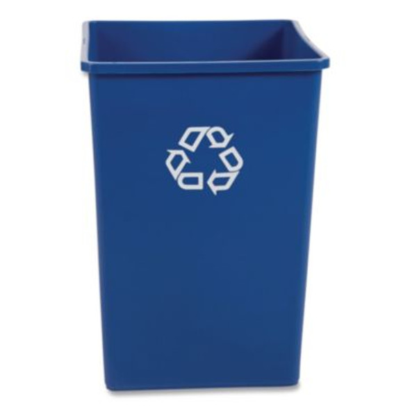 Square Recycling Container, 35 Gal, Plastic, Blue